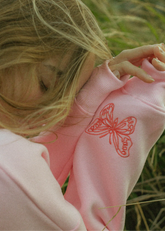 Embroidered Butterfly Hoodie in Soft Pink for Hopeful Everyday Style