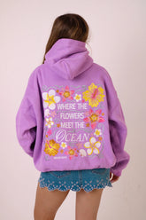 Violet Embroidered Coastal Hoodie for Effortless Beachside Style