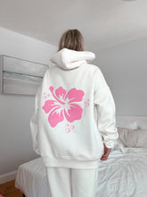 Ivory Floral Hoodie with Hibiscus Print for Everyday Boho Style