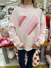 Soft Pink Heart Mockneck Sweatshirt for Cozy Everyday Outfits
