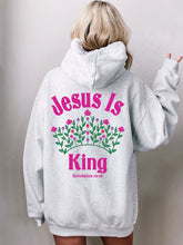 Floral Crown Christian Hoodie with Jesus Is King Design