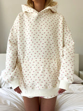 Cozy Ivory Cherry Print Hoodie for Everyday Casual Style