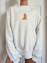 Cozy Pearl Grey Christmas Sweatshirt with Embroidered Santa Dog