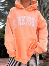 Vibrant Sherbet Orange Varsity Hoodie with Embroidered Details