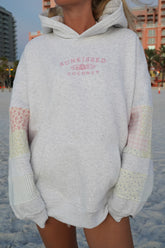 Pastel Quilted Hoodie with Delicate Embroidery for a Dreamy Look