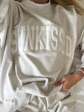 Oversized Oat Milk Grey Sweatshirt with Sun Kissed Embroidery | Cozy Cotton Mockneck