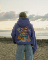 Vintage Violet Oversized Hoodie with Coastal Embroidery for Effortless Style