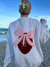 Game Day Embroidered Sweatshirt with Pearl Grey Pink Bow