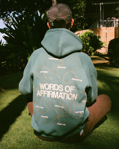 Green Words of Affirmation Oversized Hoodie for Cozy Everyday Style