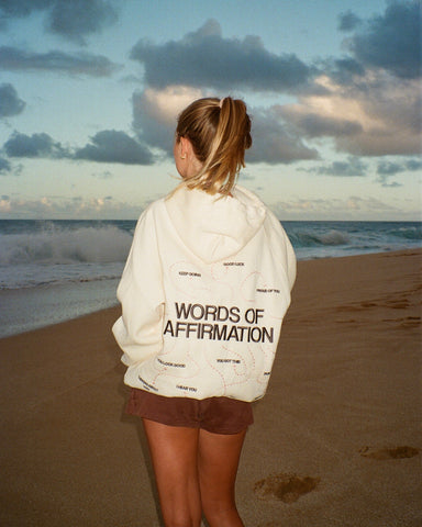 Cream Oversized Hoodie with Words of Affirmation for Everyday Comfort