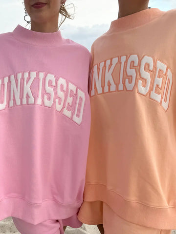 Vibrant Papaya Orange Embroidered Mockneck Sweatshirt for a Sunkissed Look