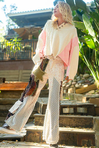 Cozy Quilted Hoodie Sweater in Soft Pink for Effortless Everyday Style