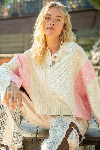 Cozy Quilted Hoodie Sweater in Soft Pink for Effortless Everyday Style