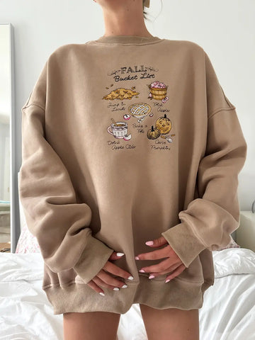Cozy Fall Bucket List Embroidered Sweatshirt for Autumn Adventures