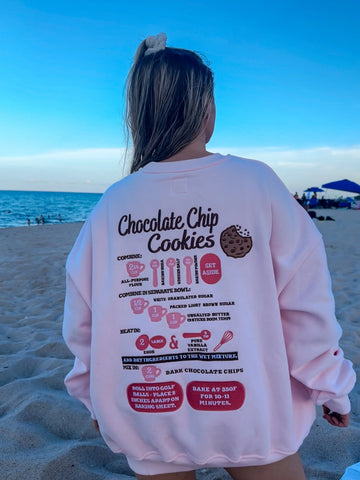 Chocolate Chip Cookie Recipe Embroidered Sweatshirt | Cozy Baking-Inspired Apparel