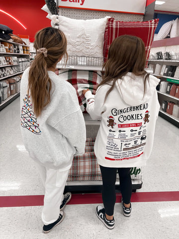 Cozy Ivory Hoodie with Gingerbread Recipe Embroidery for Christmas
