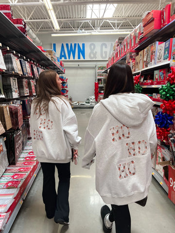 Cozy Grey Reindeer Hoodie for Winter Outfits and Festive Style