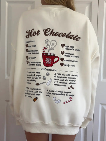 Festive Hot Chocolate Embroidered Sweatshirt for Cozy Christmas Moments
