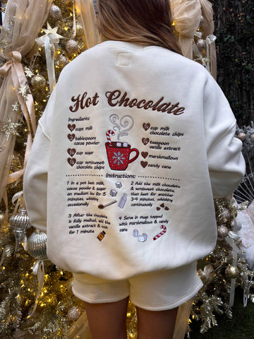 Festive Hot Chocolate Embroidered Sweatshirt for Cozy Christmas Moments