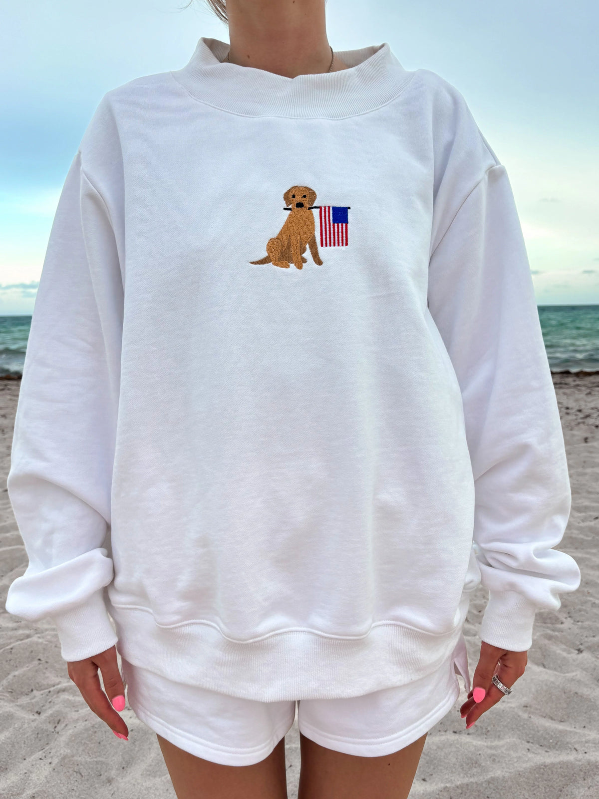 Classic White Patriotic Dog Sweatshirt for Everyday Casual Style