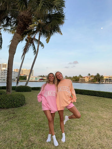 Pink Varsity Sunkissed Embroidered Mockneck Sweatshirt in Cozy 100% Cotton