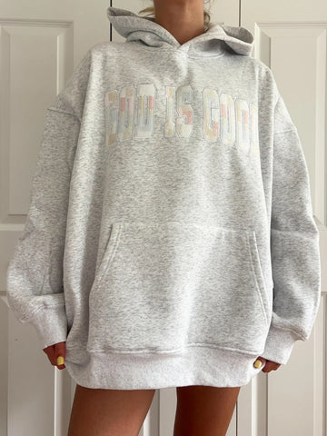 Pastel Quilted Hoodie with Inspirational Embroidery for a Cozy Everyday Look