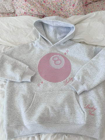 Pearl Grey Hoodie with 8 Ball Embroidery for Effortless Street Style