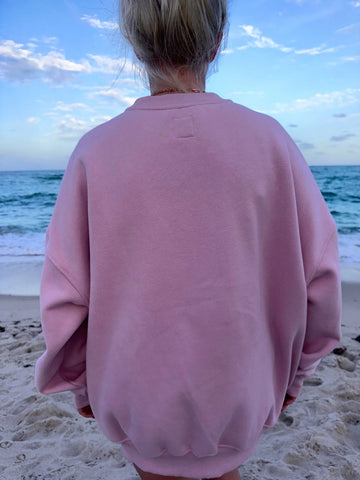 Mauve Mist Embroidered Varsity Sweatshirt for Effortless Everyday Style