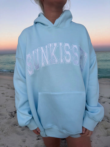 Vintage Embroidered Varsity Hoodie in Icy Blue for Effortless Streetwear Style