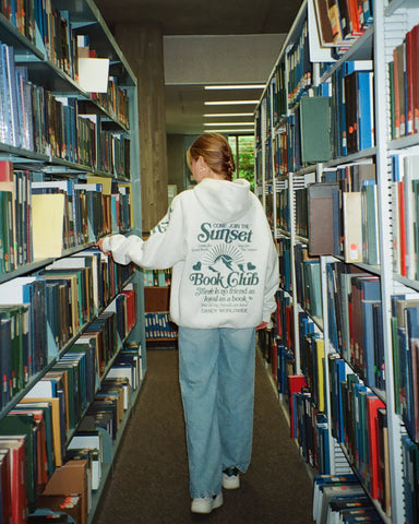Book Club Cozy Oversized Hoodie in Heather Gray & Blue for Relaxed Reading Vibes
