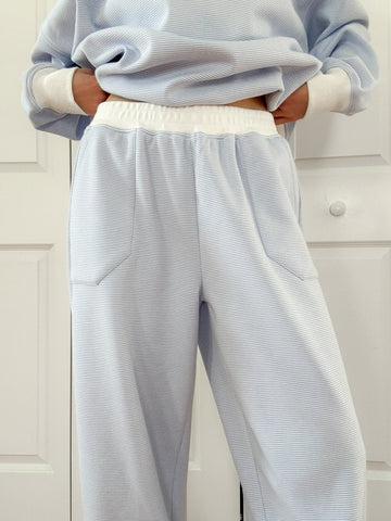 Effortless Blue and White Striped Sweatpants for a Casual Chic Look