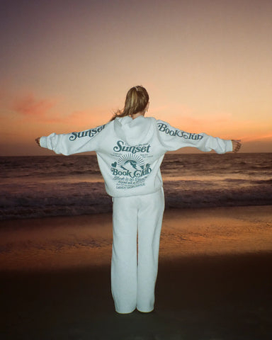 Book Club Cozy Oversized Hoodie in Heather Gray & Blue for Relaxed Reading Vibes