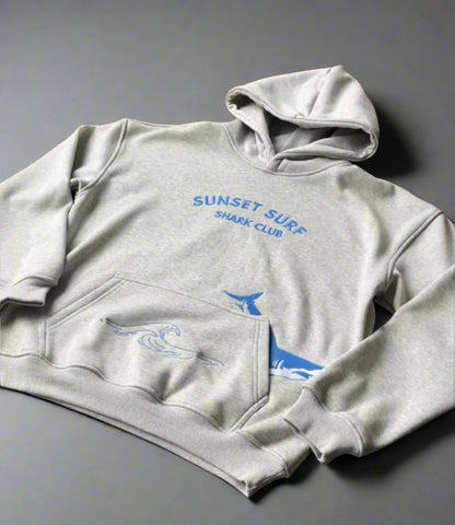 Embroidered Shark Hoodie for Ocean Conservation and Cozy Street Style