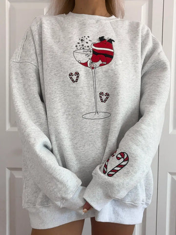Festive Tipsy Santa Embroidered Sweatshirt for Cozy Holiday Style