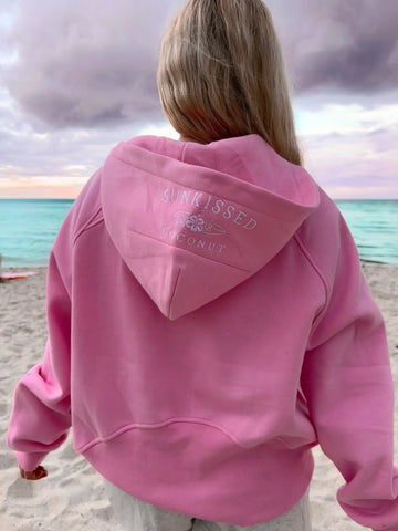 Sweet Pea Pink Quarter Zip Hoodie for Pilates & Everyday Style