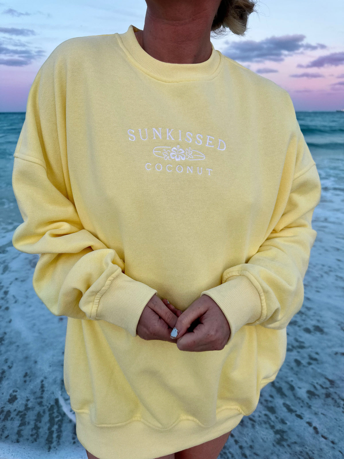 Vibrant Banana Yellow Embroidered Sweatshirt for Effortless Street Style