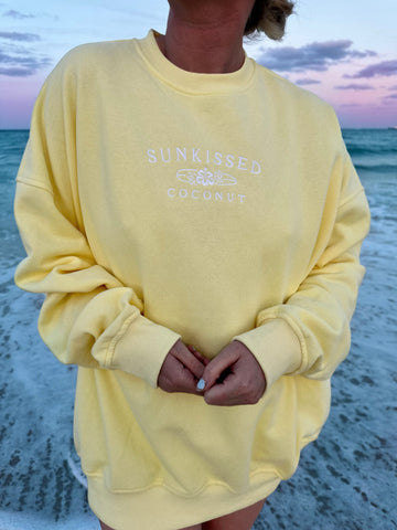 Vibrant Banana Yellow Embroidered Sweatshirt for Effortless Street Style