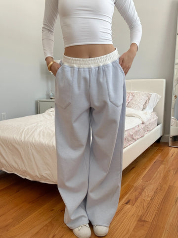 Effortless Blue and White Striped Sweatpants for a Casual Chic Look