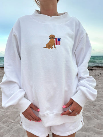 Classic White Patriotic Dog Sweatshirt for Everyday Casual Style