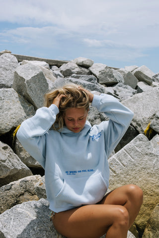Go Where You Feel Alive Hoodie in Blue Lagoon for Everyday Adventure