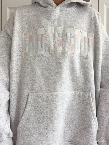 Pastel Quilted Hoodie with Inspirational Embroidery for a Cozy Everyday Look