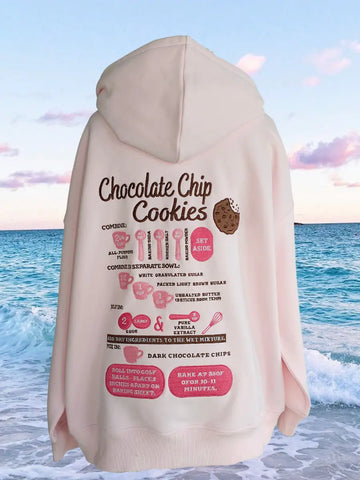Light Pink Hoodie with Chocolate Chip Cookie Embroidery for a Sweet Everyday Look