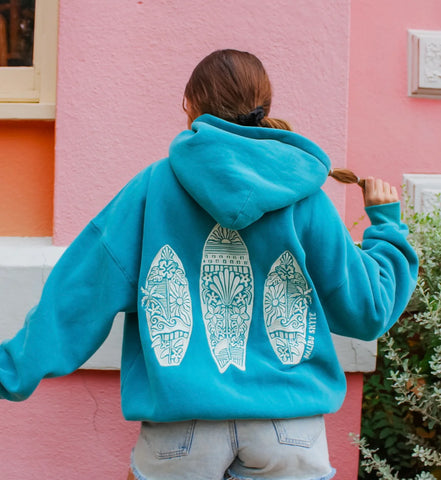 Vintage Teal Embroidered Hoodie for Cozy Everyday Style
