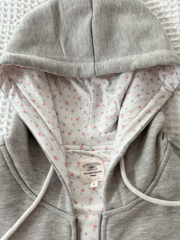 Grey Roses Full Zip Hoodie for Effortless Everyday Style