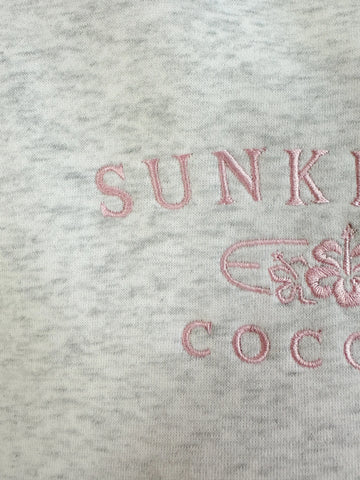 Pearl Grey Embroidered Sweatshirt with Pink Floral Thread