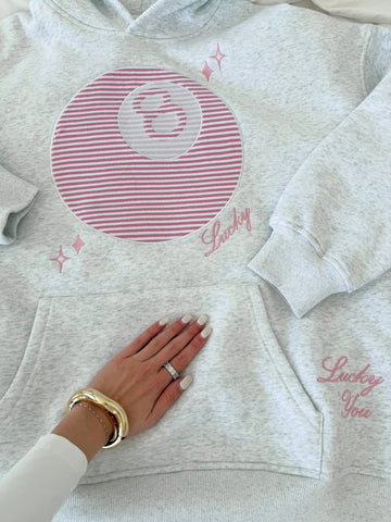 Pearl Grey Hoodie with 8 Ball Embroidery for Effortless Street Style