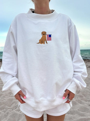 Classic White Patriotic Dog Sweatshirt for Everyday Casual Style