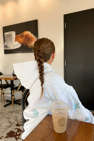 Pearl Grey Embroidered Star Hoodie for Cozy Everyday Style