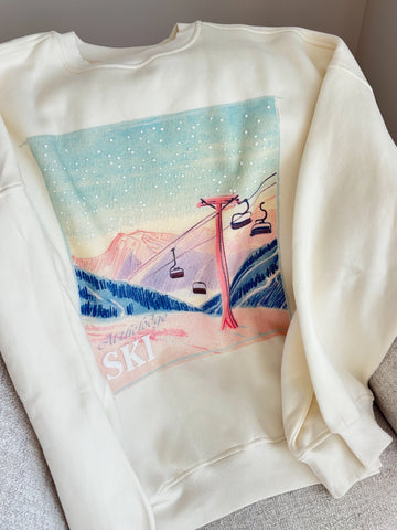 Cozy Lodge Ski Print Sweatshirt for Winter Cabin Style
