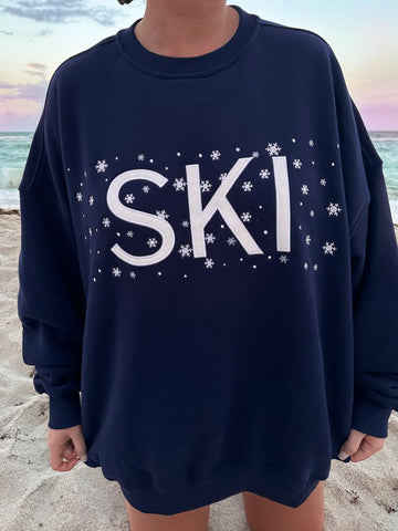 Cozy Snowflake Embroidered Sweatshirt for Winter Style